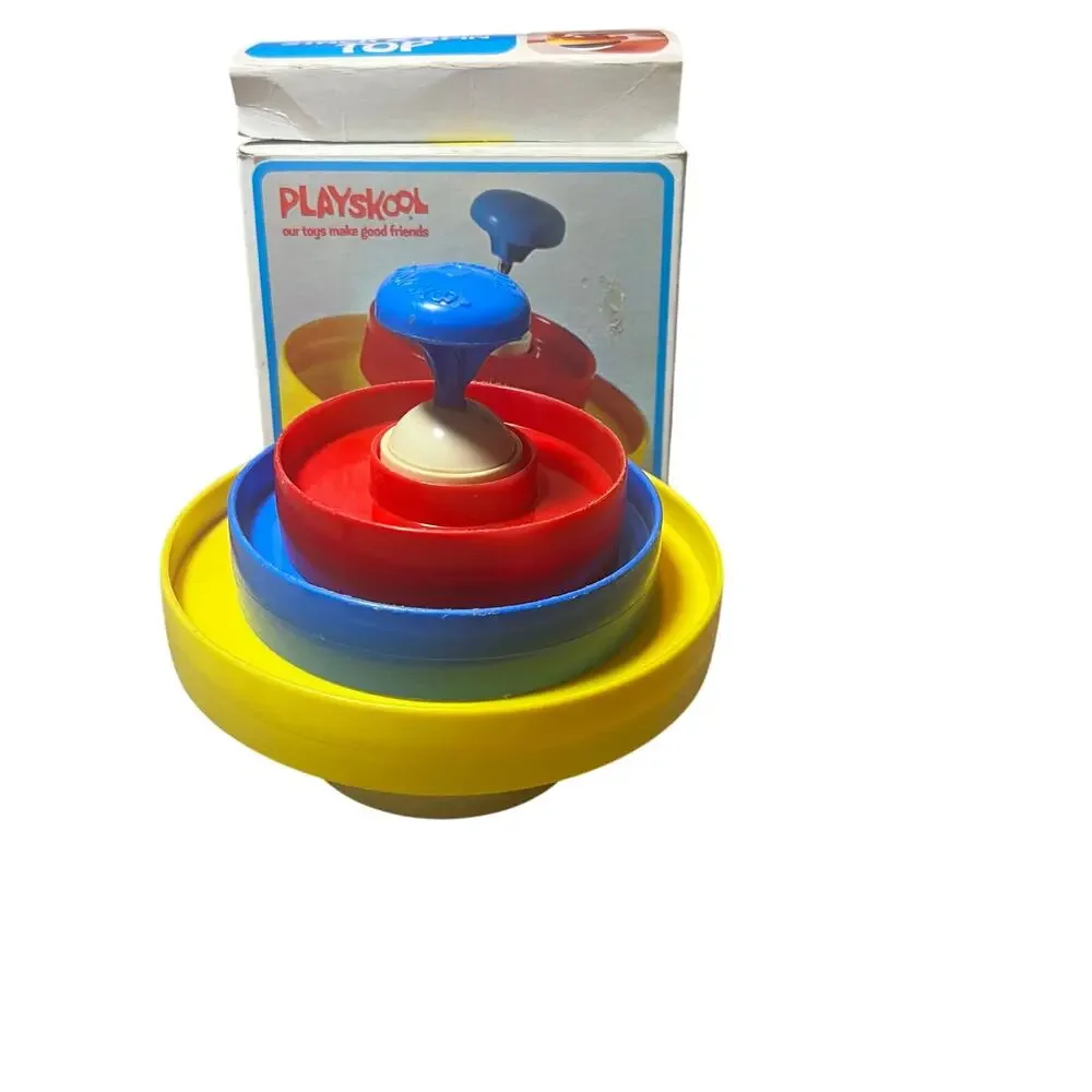 Vintage Playskool stack & spin top primary colors 2-6 yrs old